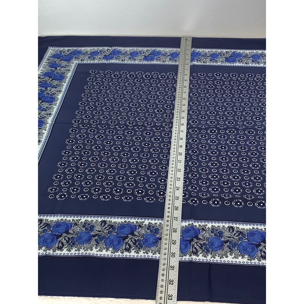 Souleiado Charles Demery Navy Blue Floral Rose Square Scarf Provencal France 33" - Picture 5 of 8